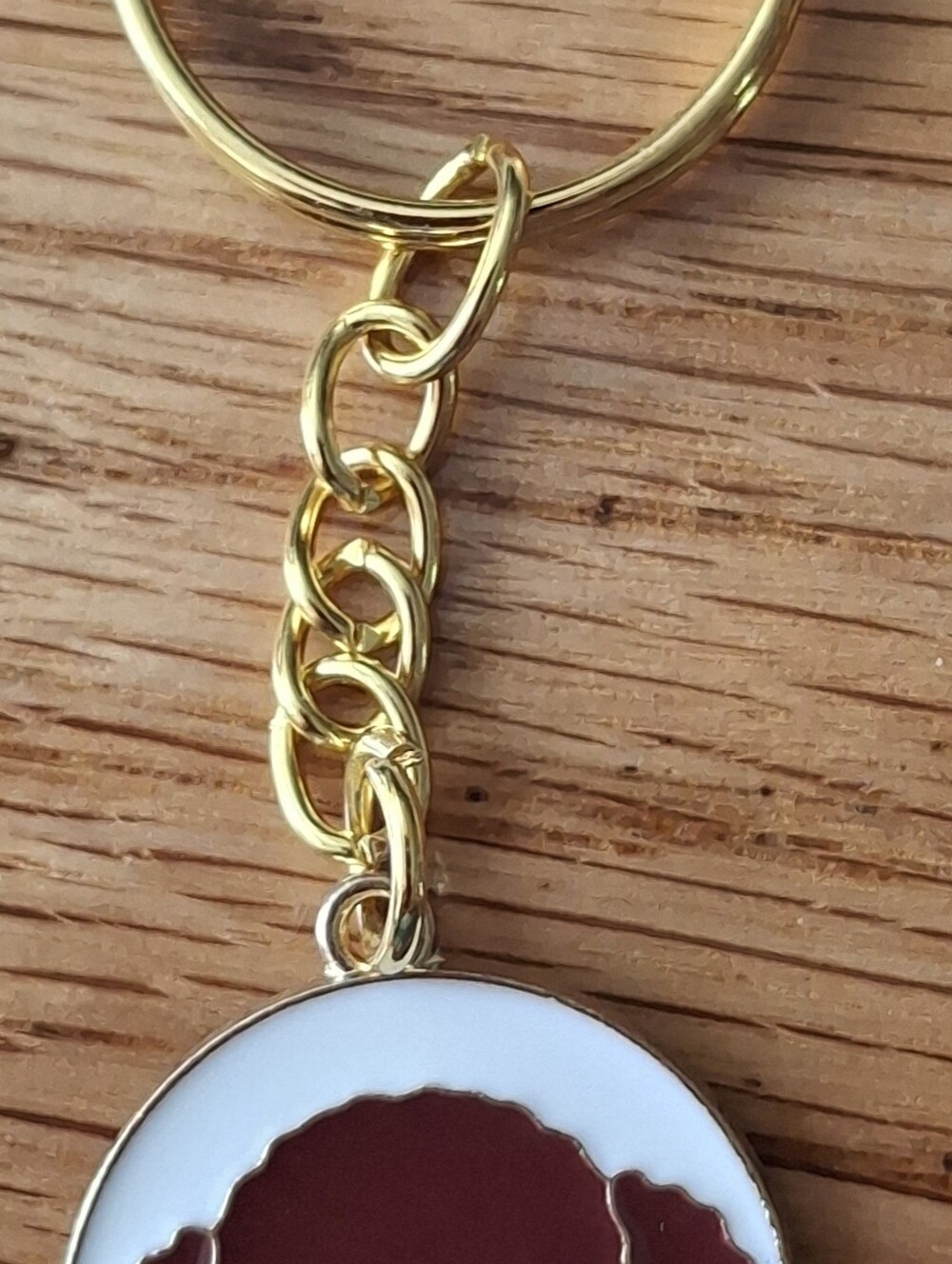 Gold Chain Keychain with White & Brown Poodle With Enamel Charm